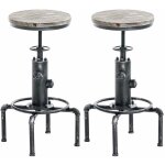 Clp - lot de 2 tabourets de bar lumos avec assise en bois style industriel argent antique Clp - lot de 2 tabourets de bar lumos avec assise en bois style industriel argent antique