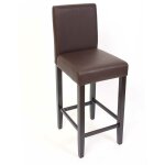 Hhg - lot de 2 tabourets de bar m37, simili - cuir mat, marron / pieds fonc�s