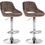 Lot de 2 tabourets de bar milet en velours marron m�tal chrom�