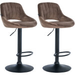 Lot de 2 tabourets de bar milet en velours marron m�tal noir mat