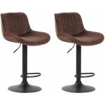 D�coshop26 - lot de 2 tabourets de bar moderne confortable r�glable en velours marron pied trompette ...