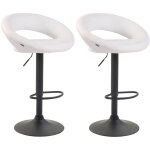 Lot de 2 tabourets de bar olinda en similicuir hauteur r�glable et si�ge pivotant blanc noir