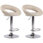 Lot de 2 tabourets de bar olinda en similicuir hauteur r�glable et si�ge pivotant cr�me chrome