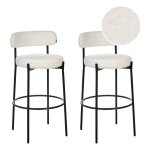 Beliani - lot de 2 tabourets de bar pieds en acier dossier sans accoudoirs en tissu boucl� blanc allison ...