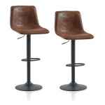 Clipop - lot de 2 tabourets de bar, pivotants avec sige en cuir rembourr, vrin  gaz, marron