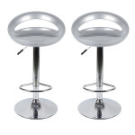 Lot de 2 tabouret de bar en plastique abs rglage en hauteur - gris