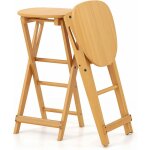 Costway lot de 2 tabourets de bar pliants en bambou, tabouret haut chaise bar bistro avec repose - pieds ...