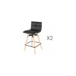 M&s - lot de 2 tabourets de bar en pu noir et pieds ch�ne - kalmar