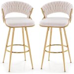 Relax4life lot de 2 tabourets de bar, repose - pieds cercle, cadre en m�tal dor�, chaise rembourr�e avec ...