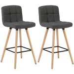 Woltu - lot de 2 tabourets de bar avec repose - pieds chaise de bar design en bois massif et lin, gris ...