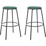 Lot de 2 tabourets de bar avec repose - pieds chaise d'ilot de cuisine en velours vert meraude morton ...