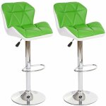 Lot de 2 tabourets de bar avec repose - pieds synth�tique vert et blanc tab04023
