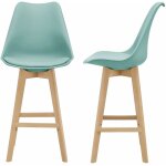 Helloshop26 - lot de 2 tabourets de bar si�ge avec dossier et repose pied 105 cm vert
