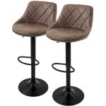 Lot de 2 tabourets de bar en simili, marron, chaise rembourr�e avec dossier et repose - pieds, r�glable ...
