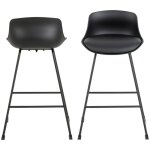 Drawer - lot de 2 tabourets de bar en simili et mtal h66 cm - noir - uranie