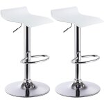 Woltu - lot de 2 tabouret de bar en similicuir et acier chrom, tabouret rglable et rotatif, blanc