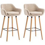 Lot de 2 tabouret de bar similicuir - chaise haute de bar confortable design scandinave avec dossier ...
