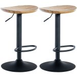 Clp ? lot de 2 tabourets de bar r�glables en hauteur 56 - 80 cm ? bois massif et m�tal ? assise ergonomique ...