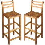 Lot de 2 tabourets de bar style contemporain chaises de bar bois d'acacia solide 57780