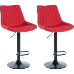 Lot de 2 tabourets de bar toni tissu rouge m�tal noir mat