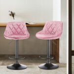 Lot de 2 tabouret de bar en velours tabourets de cuisine hauteur rglable rose