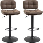 Lot de 2 tabourets de bar vintage capitonn - pivotant, rglable - repose - pied - revtement synthtique ...