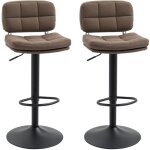 Lot de 2 tabourets de bar vintage capitonné - pivotant, réglable - repose - pied - revêtement synthétique ... Lot de 2 tabourets de bar vintage capitonné - pivotant, réglable - repose - pied - revêtement synthétique ...