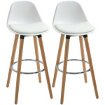 Lot de 2 tabourets hauts scandinaves elias bois et blanc