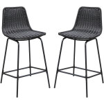 Mob - in - lot de tabourets d'ilot et bar en mtal et assise en rotin 65cm