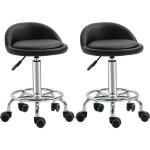 Homcom - lot de 2 tabourets de travail massage rglables - dossier ergonomique - acier chrom pu noir ...