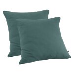 Meubletmoi - lot 2 taies oreillers 60x60 double gaze de coton bleu canard - pepa 1