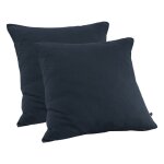 Meubletmoi - lot 2 taies d'oreillers 60x60 double gaze de coton bleu nuit - pepa 1