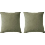 Terre de nuit - lot de 2 taies d'oreillers brodées double gaze de coton kaki 60x60 Terre de nuit - lot de 2 taies d'oreillers brodées double gaze de coton kaki 60x60