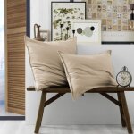 Terre de nuit - lot de 2 taies d'oreiller flanelle beige 50x70 cm