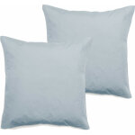Vent du sud - lot de 2 taies d'oreiller percale pur coton peign� longues fibres 80 fils / cm� glacier ...