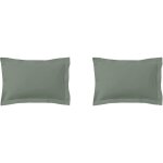 Terre de nuit - lot de 2 taies d'oreillers vert de gris 100% coton 50x70 cm