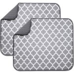 Lot de 2 tapis de s�chage en microfibre pour �gouttoir � vaisselle, tapis de s�chage absorbant pour verre, ...