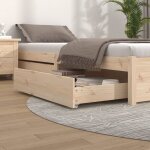 Maison chic ? lot de 2 tiroirs de lit en bois de pin massif 95 x 93 x 18 cm ? roulettes pour glissement ...