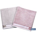 Lot de 2 torchons de cuisine 50x50 beige / rouge mod�le syrah