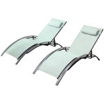 Concept - usine - lot de 2 transats en aluminium et toile pvc vert pastel bahia