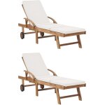 Lot de 2 transats chaise longue bain de soleil lit de jardin terrasse meuble d'extrieur avec coussins ...