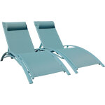 Happy garden - lot de 2 transats galapagos en textil�ne bleu clair - aluminium bleu clair