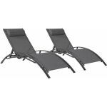 Happy garden - lot de 2 transats galapagos en textil�ne gris - aluminium gris anthracite