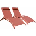 Happy garden - lot de 2 transats galapagos en textil�ne terracotta - aluminium terracotta