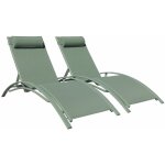 Happy garden - lot de 2 transats galapagos en textil�ne vert sauge - aluminium vert sauge