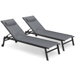 Lot de 2 transats de jardin inclinables en aluminium sintra gris anthracite et noir