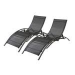 Lot de 2 transats empilables et ajustables en alu noir bahia