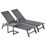 Concept - usine - lot de 2 transats et une table d'appoint noir prato