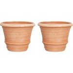 Lot de 2 vase en terre cuite vase d'ext�rieur vase rond jardini�re de balcon pot de fleur pot de jardine ...