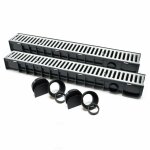 Lot de 2 x 1 m caniveaux grille recouvrement 1, 5 tonnes fonte drainage eaux usées évacuation Lot de 2 x 1 m caniveaux grille recouvrement 1, 5 tonnes fonte drainage eaux usées évacuation